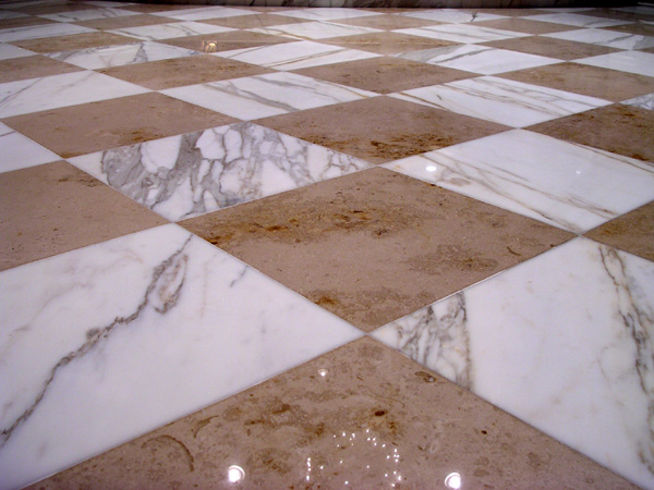 Marble floor after restoration. Los Gatos, California