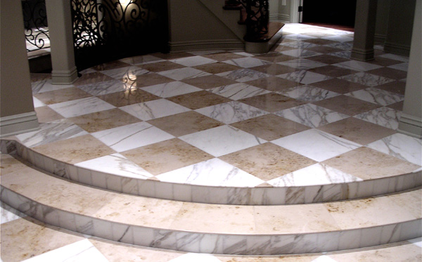 Limestone floor after polishing.