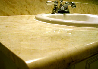 Marble countertop after honing and polishing. San Jose, California