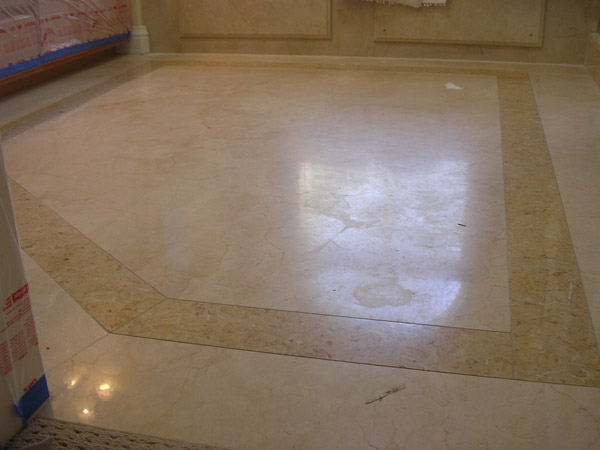 marble and limestone floor before restoration